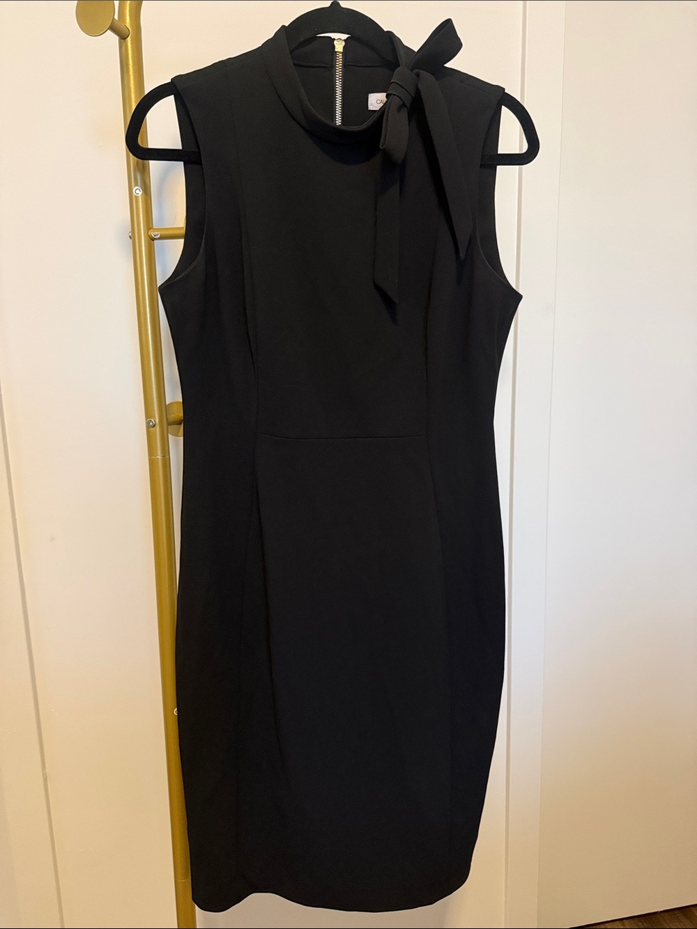 Calvin Klein Black Sleeveless Bow-Neck Dress